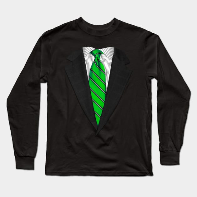 Green Suit Up! Realistic Suit and Tie Costume for Business Casual Long Sleeve T-Shirt by ChattanoogaTshirt